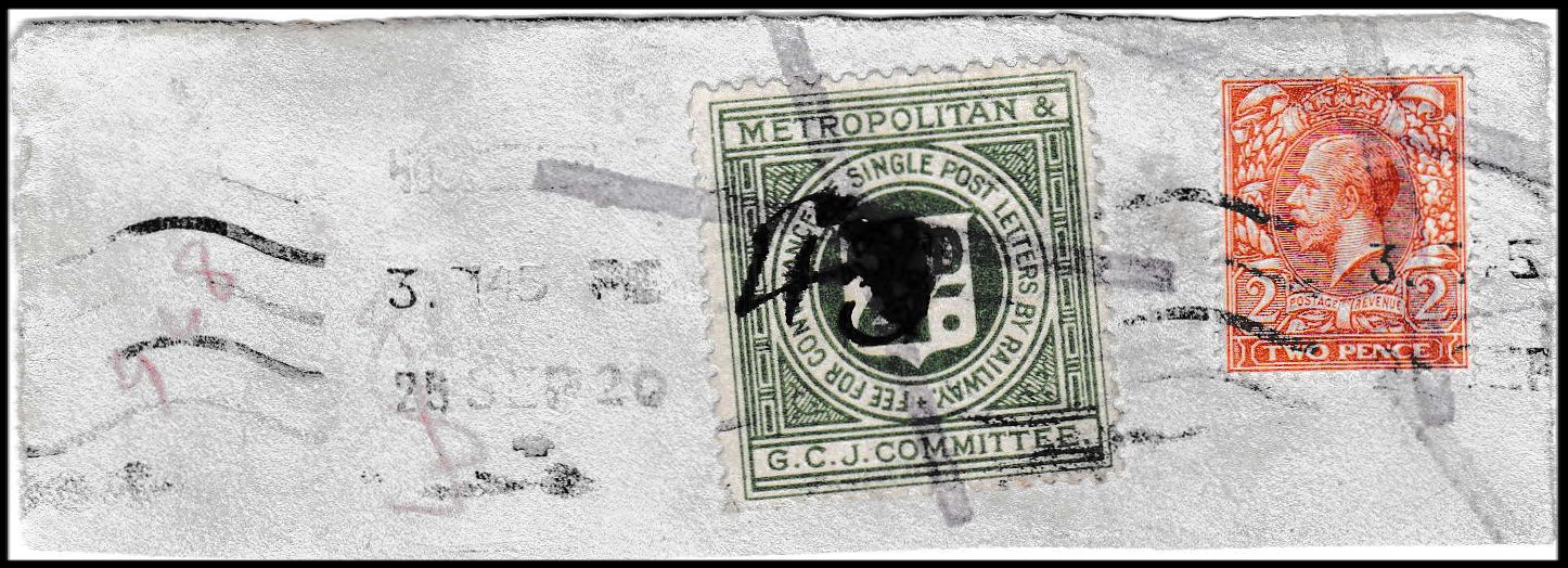 Railway Letter Stamps Metropolitan & Great Central Joint Committee 1928 4d / 3d / 2d 